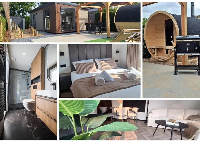 \'Relax Lodge Sea\' - Wellness Lodge In Zeeland - Private Sauna - Airco - Garden - Outdoor Swimming Pool - Free Wifi, Towels & Bed Linen
